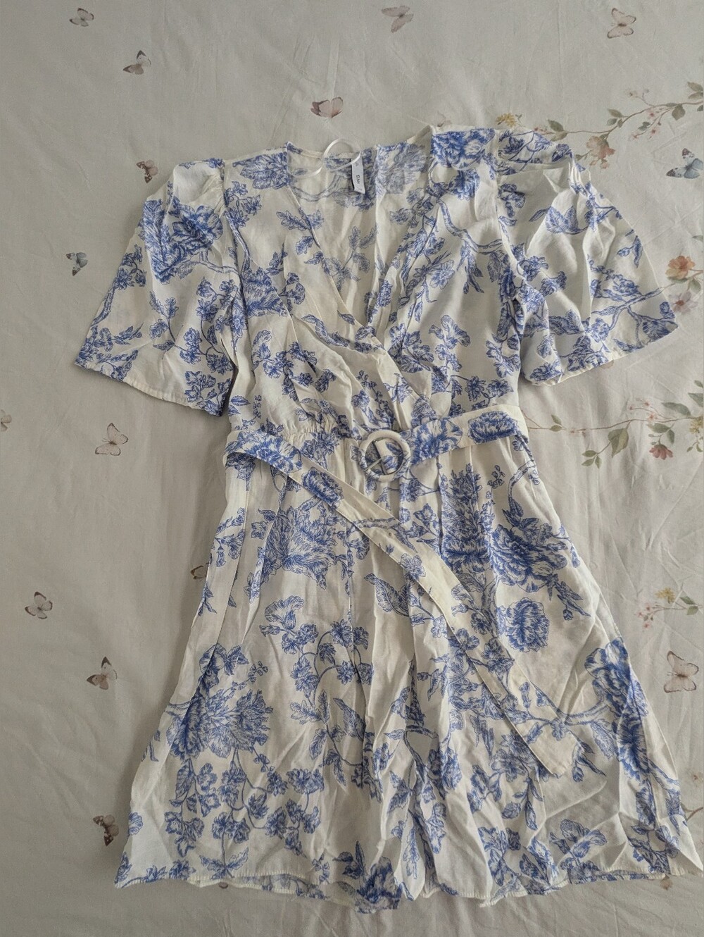 Mango White Dress with Blue Floral Print - Picture 4 of 14